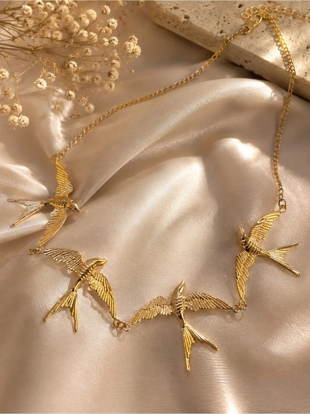 Gold Bird Link Necklace - Picture 3 of 7